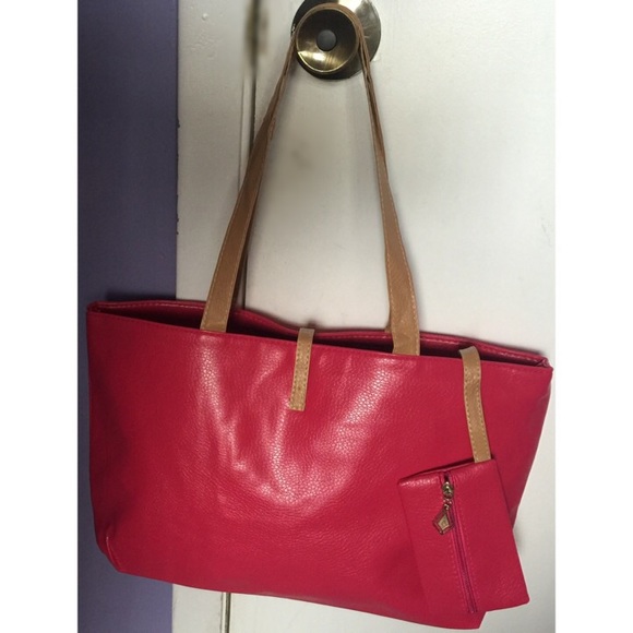 🆕Large Hot Pink Beige ZipperTote Shoulder BagFall