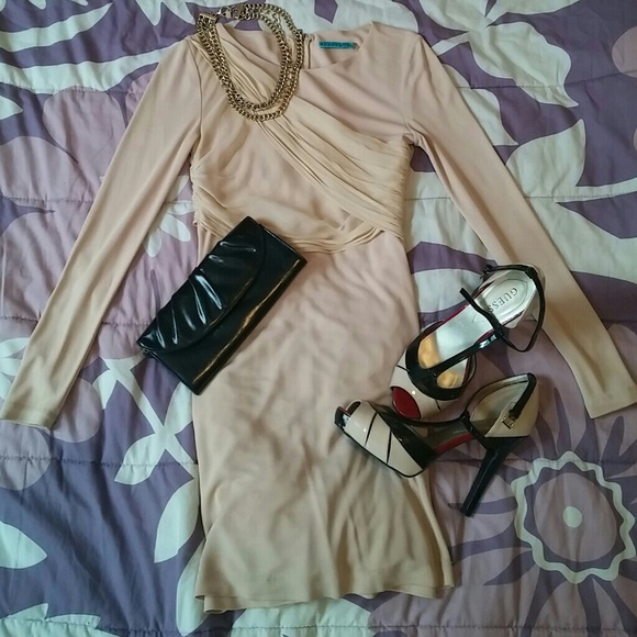 Alice + Olivia nude goddess wrap dress