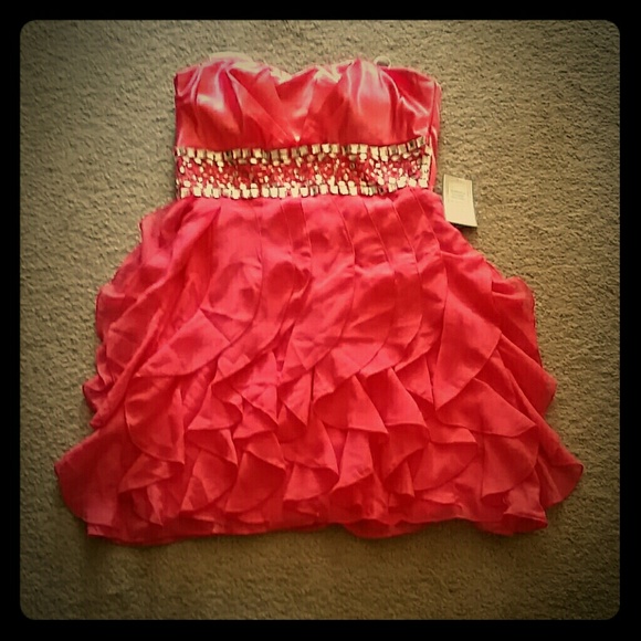 Salmon colored formal dress