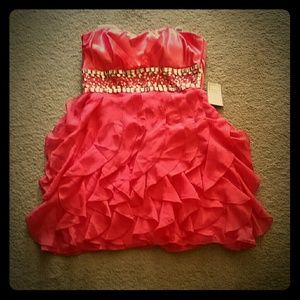 Salmon colored formal dress