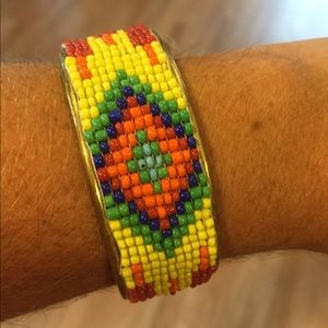Yellow beaded cuff