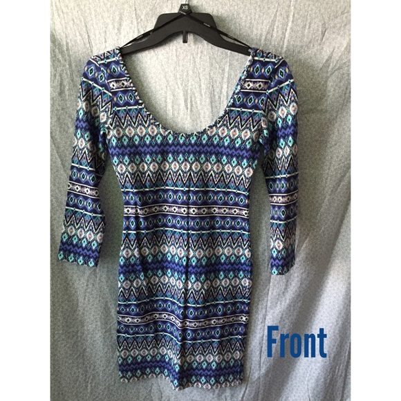 Blue tribal print Bodycon dress
