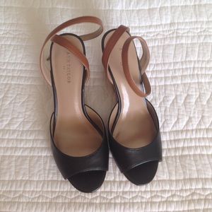 Ann Taylor Two-Tone wedge sandals. NWT