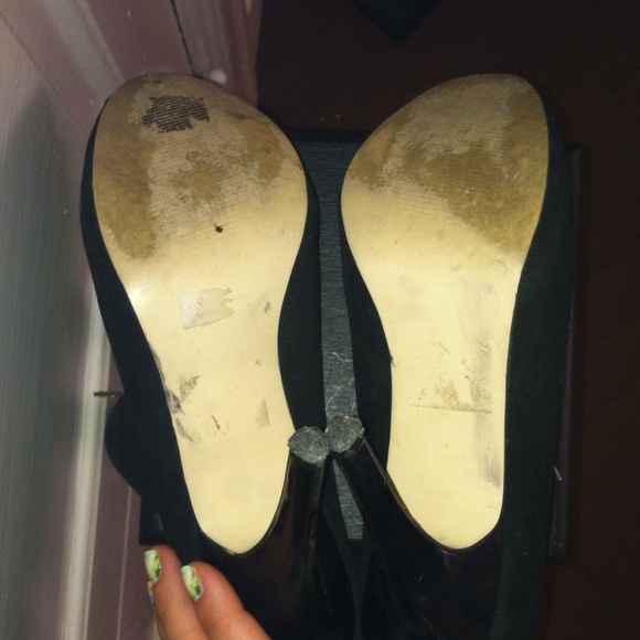 Black suede front zip booties. - Picture 4 of 4