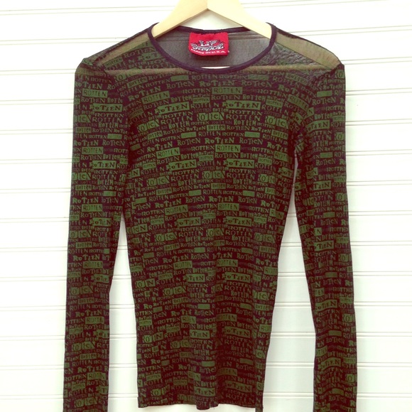 Lip Service Punk black & green mesh "Rotten" shirt