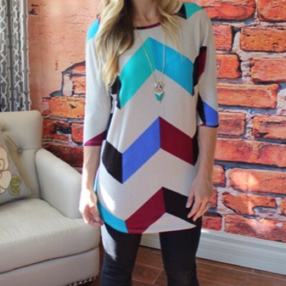 Tops - Soft Colorblock Chevron Tunic