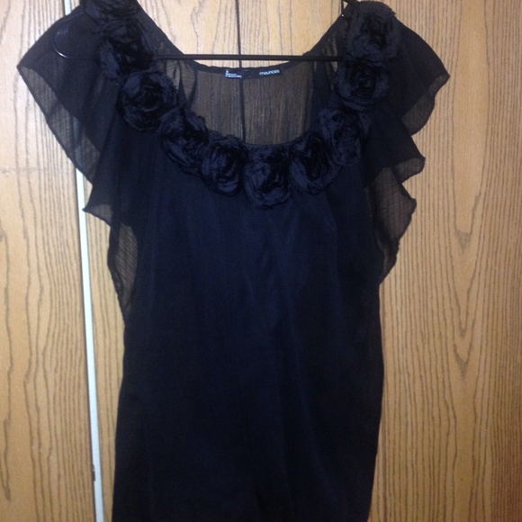 Maurice's black floral top shirt