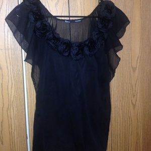 Maurice's black floral top shirt