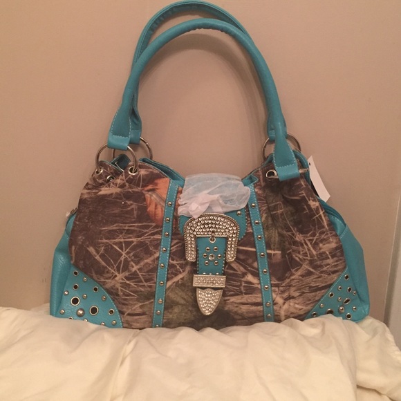Beautiful new turquoise camouflage purse!
