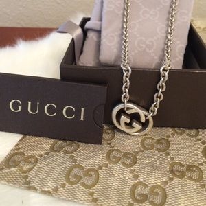 Authentic Gucci GG sterling silver necklace 16"