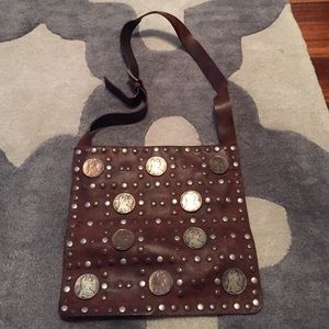 Brown leather coin purse.