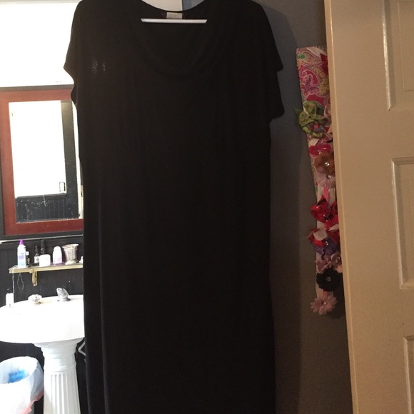 Black swoop neck dress medium length