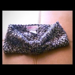 White and grey knit headband / ear warmers