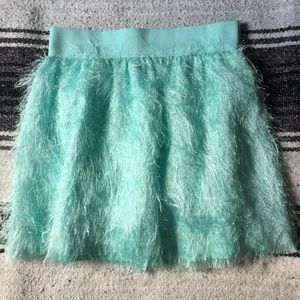 Charlotte Russe Teal Feathered Elastic Waist Skirt