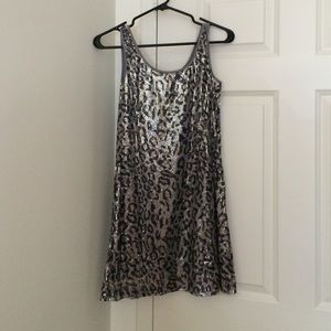 Leopard sequin tank dress