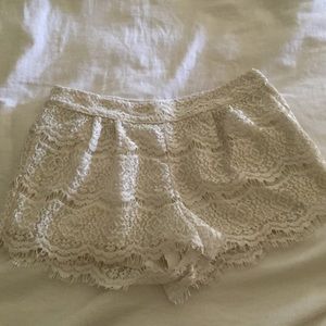 Off white lace shorts