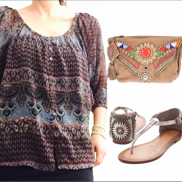 Boho Chiffon Tunic / Medium - Picture 2 of 4