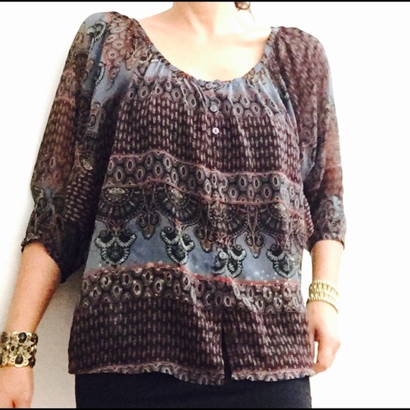 Boho Chiffon Tunic / Medium - Picture 3 of 4