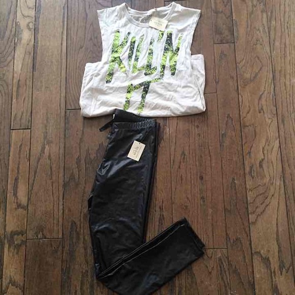 Black faux  leggings