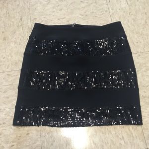 Black sequence mini skirt