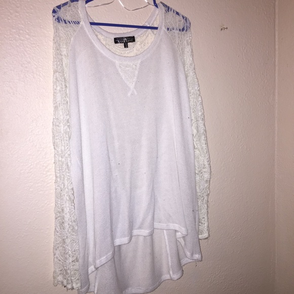 White lightweight sweater with lace
