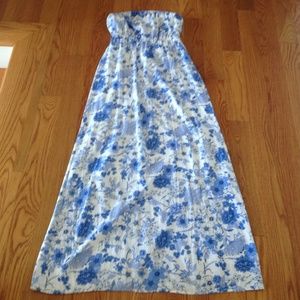 Blue flora maxi dress.