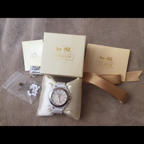 White plastic Coach Women's watch with tags OBO