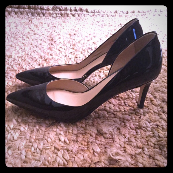 J Crew black patent Valentina pumps