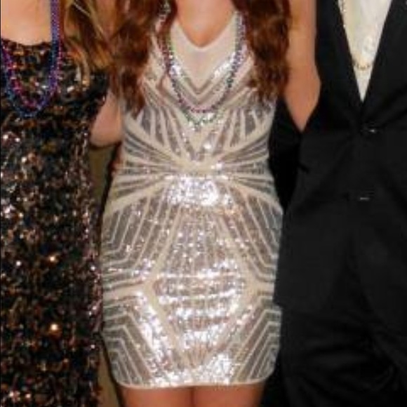 Nude & silver sequin dress