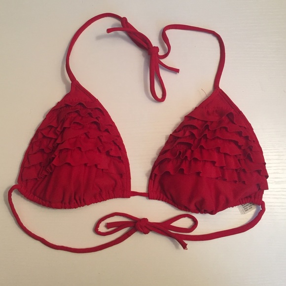 Red Ruffled Hollister Bikini Top