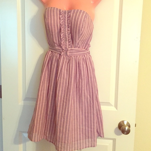 Purple Striped Tie Back Dress