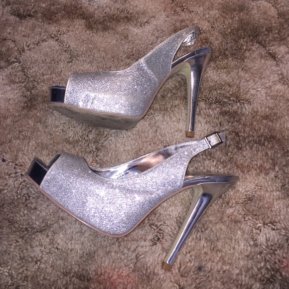 High heel glitter sandals