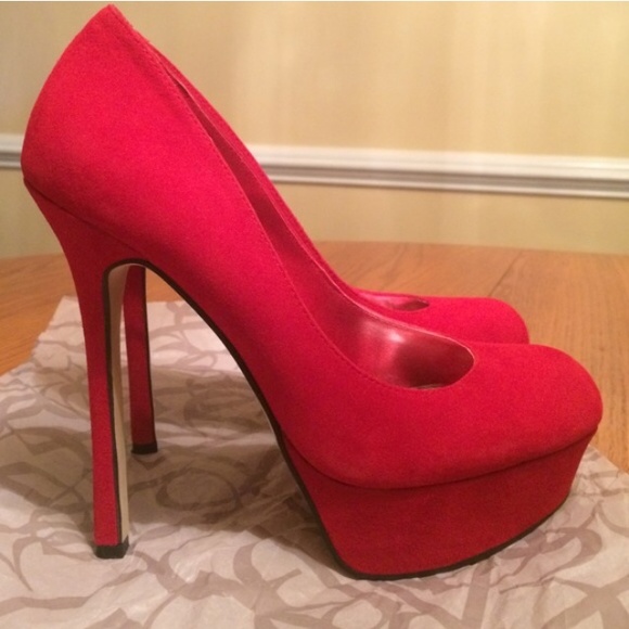 Red platform heels