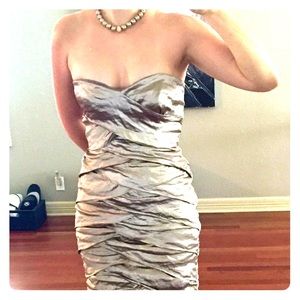 Gown / long dress taupe metallic with Necklace