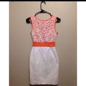 Orange & White dress London Times