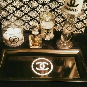 Black Acrylic Tray with White Letters