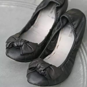 MIU MIU Prada Bow Ballet Flat Nero Leather EU37.5