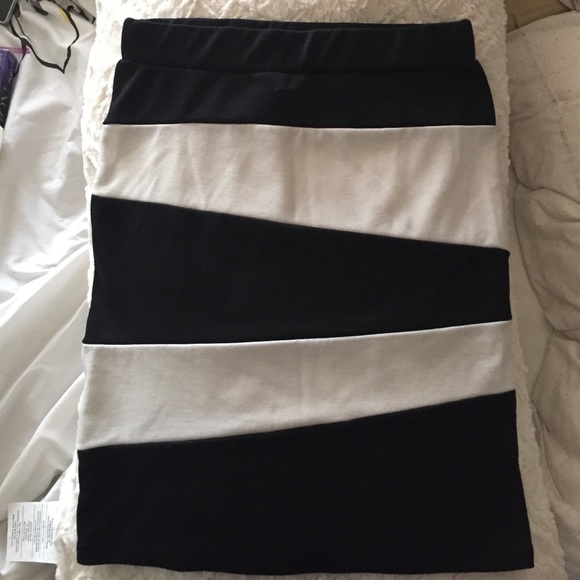 Black and white striped skirt