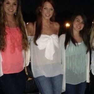 White chiffon off the shoulder top