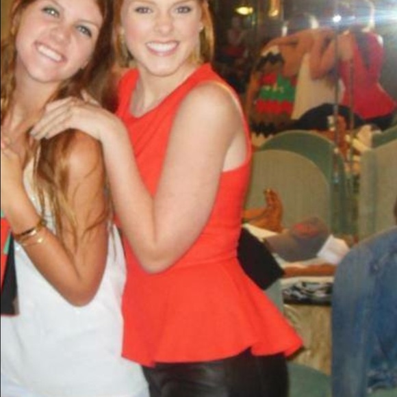 Red peplum top