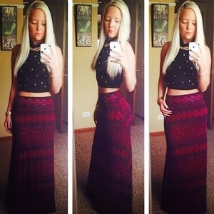 Aztec Print Maxi Skirt