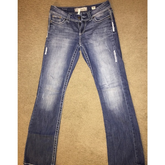 BKE dark bootcut jeans, white stitching size 29L