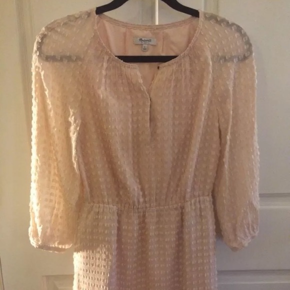 Madewell Pink Silk Peasant Dress in Clipdot size 2