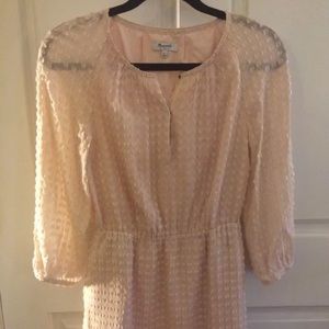 Madewell Pink Silk Peasant Dress in Clipdot size 2