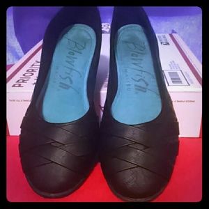 Black Leather Flats