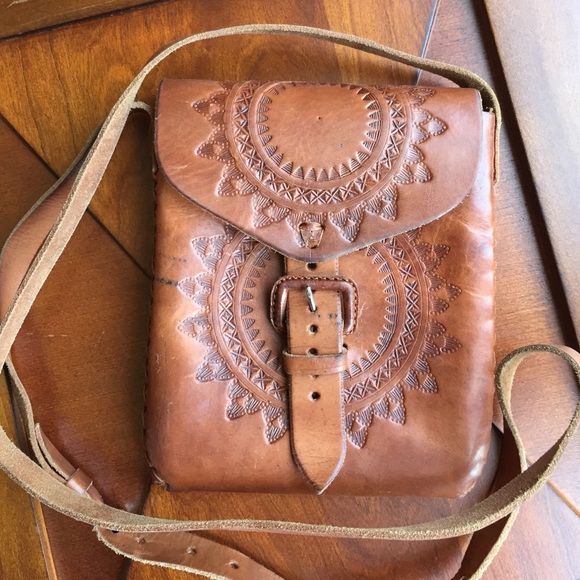 Handcrafted Real Leather Tan small cross body bag