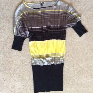 Bebe, black and yellow night out dress