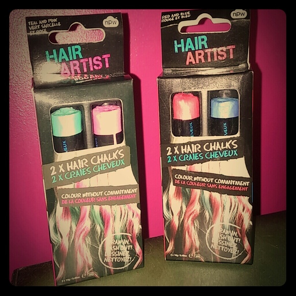 NWT Hair artist hair chalk. Teal, pink, red, blue