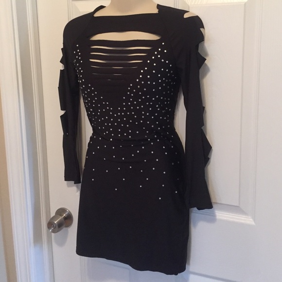Sexy slit black dress