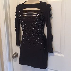 Sexy slit black dress